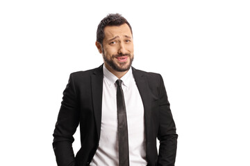 Amazed businessman making a face expression