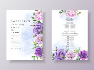 Beautiful purple rose wedding invitation