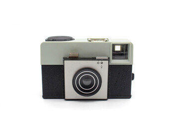 Vintage 1970s camera, isolated on a white background	