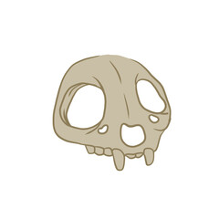 Cat skull. Dead head of pet. Bones for Halloween. Outline cartoon