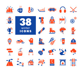 Fototapeta premium Winter vector icon set. Wintertime