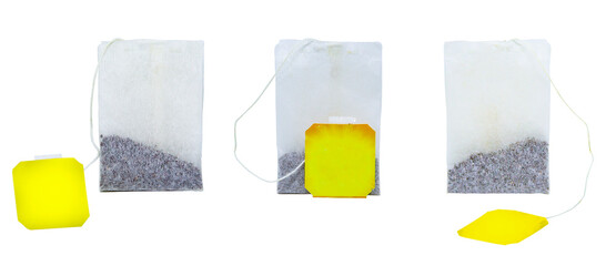 Tea bags on a white background