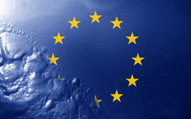 Crisis in the EU concept. Artistic depiction of the European Union rotting from within. Rust slowly...