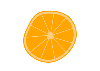 Vector orange sliced ​​into a ring in flat style isolated on white background. Illustration for the menu