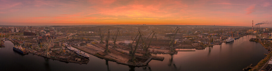 panoramic view of the  shipyard