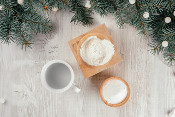 Step-by-step Christmas stars garland tutorial. Step 1: Ingredients - one part of cornstarch, baking...