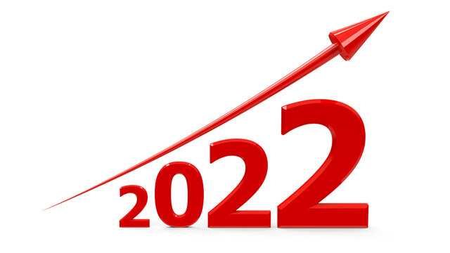 Red arrow up with 2022
