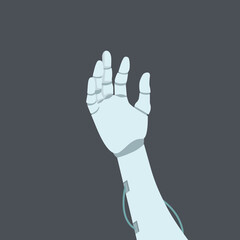 Cyborg hand. Household or industrial robot. Modern technology. 
