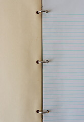 three ring binder with divider and retro blank ruled paper