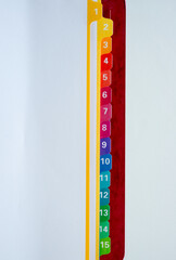 colorful binder dividers with tabs inside a red book