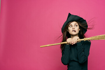 woman in witch costume metal home halloween holiday