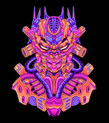 Combat Robot Vector Art Illustration