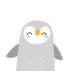 Cute grey penguin. Childish graphic. Vector hand drawn illustration.