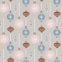Seamless background with Christmas tree decorations