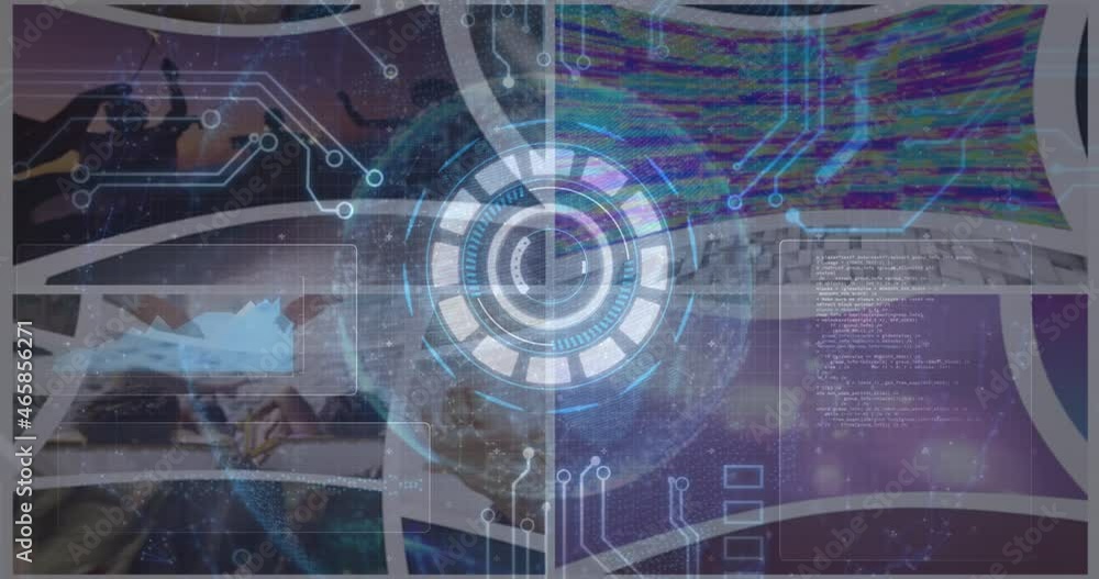 Poster animation of scope scanning and data processing on screens