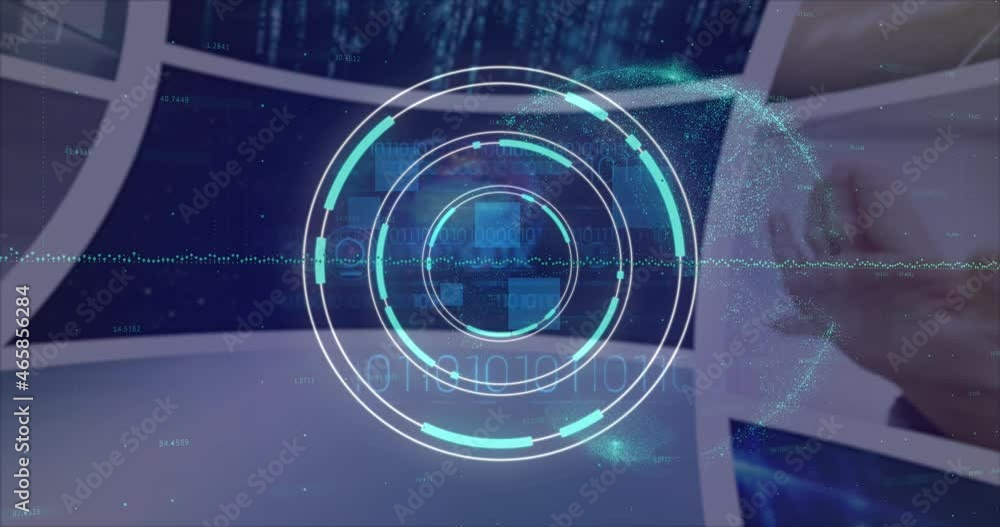 Poster animation of scope scanning and data processing on screens