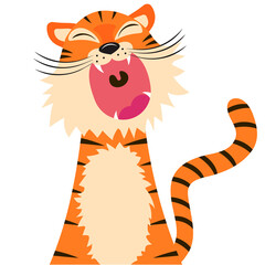 Vector illustration in flat style
tiger cub with open mouth. Symbol of 2022 of the Chinese horoscope. It can be used in congratulations, on websites, in print.