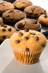 delicious and tasty homemade chocolate chips cupcakes with pure natural ingredients
