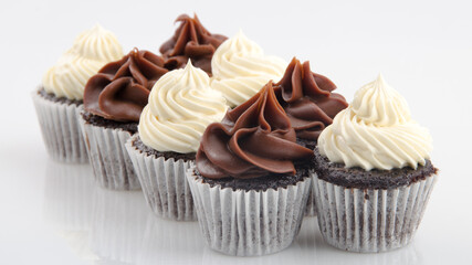 miniature chocolate cupcakes with chocolate and vanilla topping-553.dng