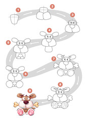 Cartoon character dog with bone - drawing tutorial