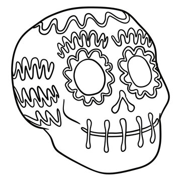 Delicious sugar skull decorated and ready to color it, Vector illustration