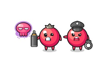 cranberry cartoon doing vandalism and caught by the police