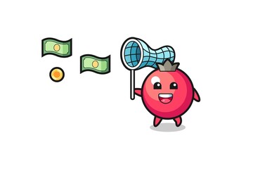 illustration of the cranberry catching flying money