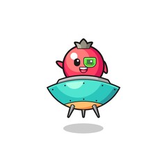 cranberry cartoon riding a future spaceship