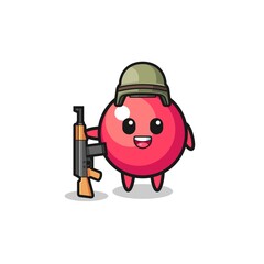 Obraz premium cute cranberry mascot as a soldier