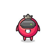 Fototapeta premium cute cranberry using VR headset