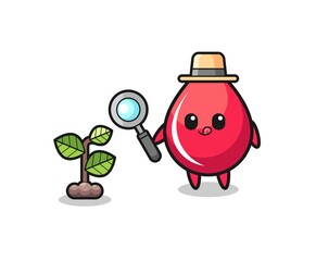 cute blood drop herbalist researching a plants