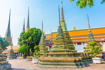 Buddhist towers in the Wat Pho Temple, Bangkok, Thailand