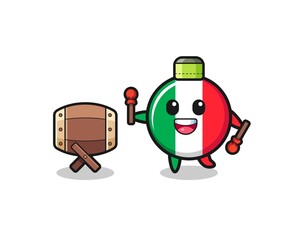 italy flag muslim cartoon is beating the bedug