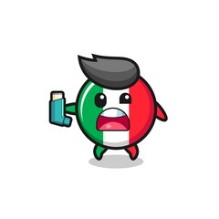 Fototapeta premium italy flag mascot having asthma while holding the inhaler