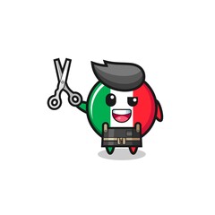 italy flag character as barbershop mascot