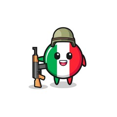 Obraz premium cute italy flag mascot as a soldier