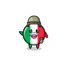 cute italy flag as veteran cartoon