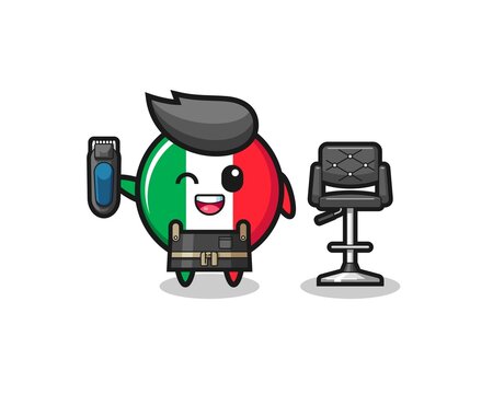 italy flag barbershop is holding a trimer