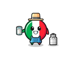 italy flag cartoon as the dairy farmer