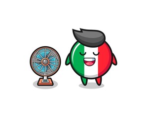cute italy flag is standing in front of the fan