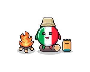 camping illustration of the italy flag cartoon