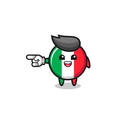 italy flag cartoon with pointing left gesture