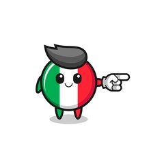 italy flag mascot with pointing right gesture