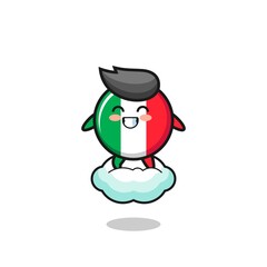 cute italy flag illustration riding a floating cloud