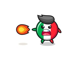 cute italy flag mascot is shooting fire power
