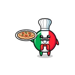 italy flag character as Italian chef mascot
