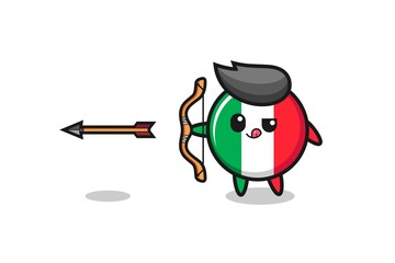 illustration of italy flag character doing archery