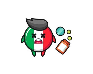 illustration of overdose italy flag character