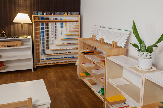 Class in Montessori kindergarten.