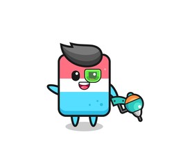 eraser cartoon as future warrior mascot